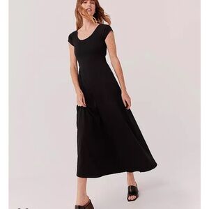 Pact Organic Cotton Fit & Flare Crossback Maxi black Dress, size S